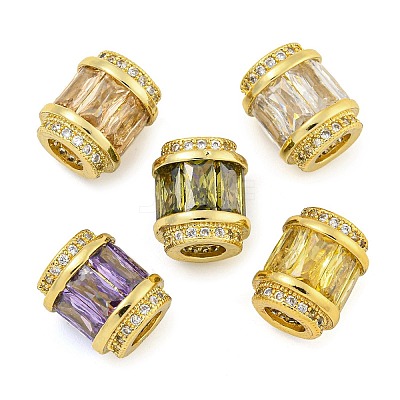 Rack Plating Brass Micro Pave Cubic Zirconia European Beads KK-F089-31G-1