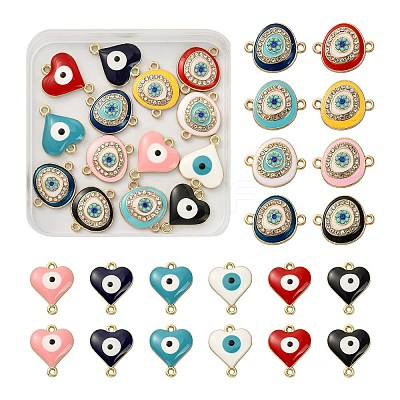 28Pcs 14 Style Rack Plating Alloy Enamel Link Connectors ENAM-SZ0002-60-1