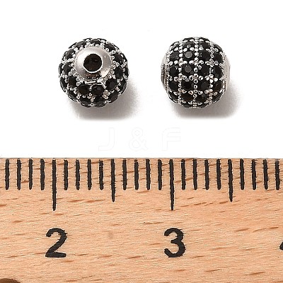 Rhodium Plated 925 Sterling Silver Micro Pave Cubic Zirconia Beads STER-H110-24A-04P-1