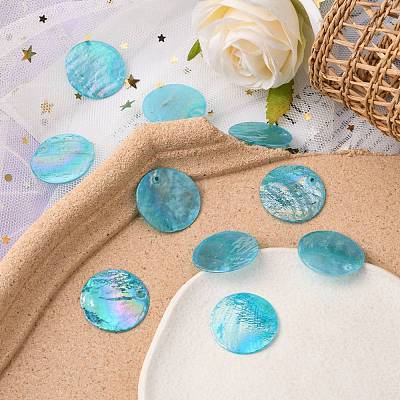 AB Color Plated Capiz Shell Pendants SSHEL-T008-01B-1