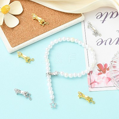 6Pcs 2 Colors Brass Micro Pave Clear Cubic Zirconia Interlocking Clasps KK-CJ0005-91-1