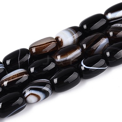 Dyed Natural Banded Agate Beads Strands G-T144-44A-1