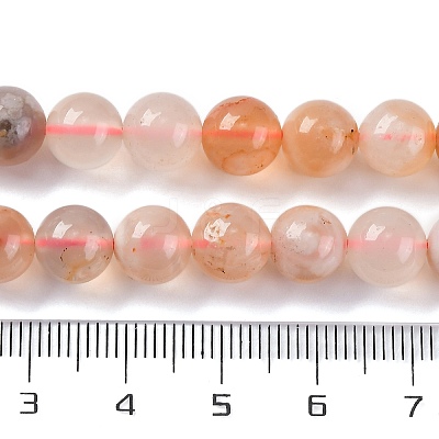 Natural Cherry Blossom Agate Beads Strands G-B130-8mm-02-1