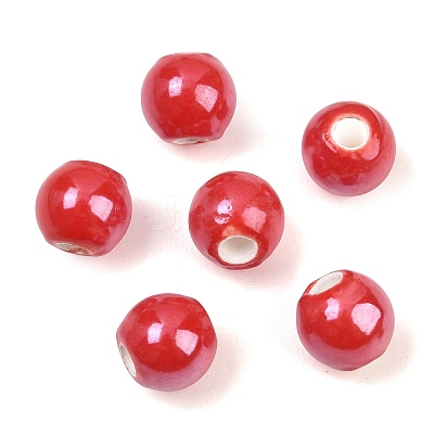 Glazed Porcelain Round Beads X-PORC-S489-8mm-14-1