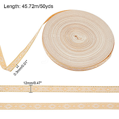 Polyester Rhombus Jacquard Ribbons OCOR-WH0078-128B-1