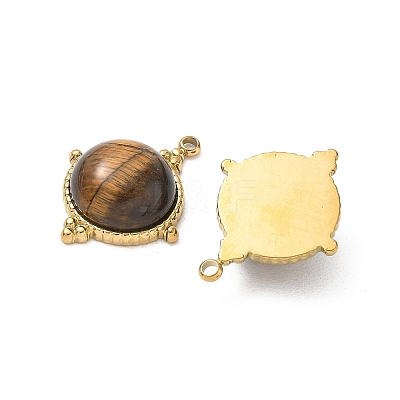 304 Stainless Steel & Natural Tiger Eye Pendants SA-CBA11D7-05G-1
