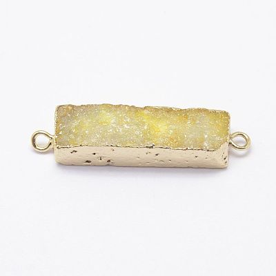 Electroplated Natural Druzy Agate Links/Connectors G-G656-02C-1