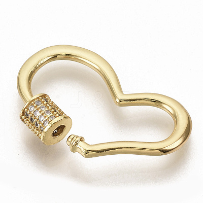 Brass Micro Pave Clear Cubic Zirconia Screw Carabiner Lock Charms ZIRC-S066-007-1