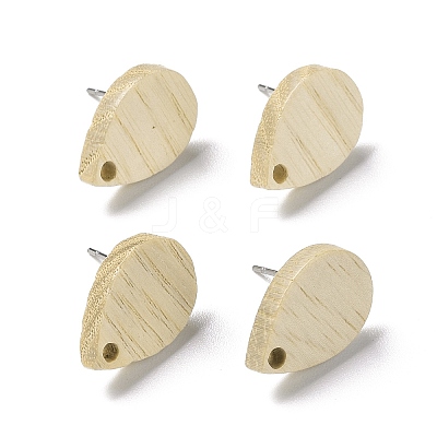 Ash Wood Stud Earring Findings EJEW-N017-011C-1
