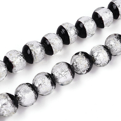 Luminous Handmade Lampwork Silver Foil Beads Strand FOIL-N029-03F-1