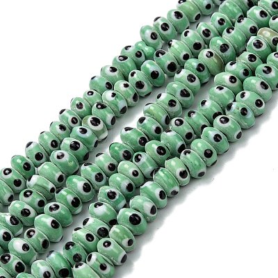 Rondelle Evil Eye Lampwork Bead Strands LAMP-R121-04-1