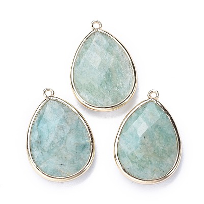 Faceted Natural Amazonite Pendants G-M356-B03-LG-1