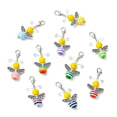 30Pcs Strip Resin & Dyed Synthetic Turquoise Bee Pendant Decoration HJEW-CJ00096-1