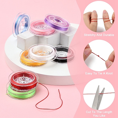 8 Rolls 8 Colors Strong Stretchy Beading Elastic Thread EW-FS0001-02-1