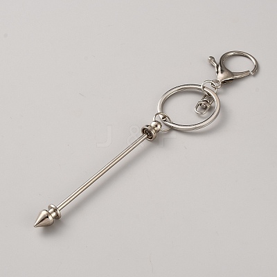 Zinc Alloy Bar Beadable Keychains Clasps KEYC-WH0030-86P-1
