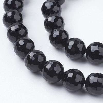 Natural Dyed & Heated Black Onyx Beads Strands X-G-E145-10mm-3B-1
