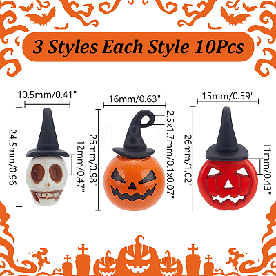 30Pcs 3 Styles Halloween Dyed Synthetic Turquoise & Alloy Pendants FIND-AR0005-28-1