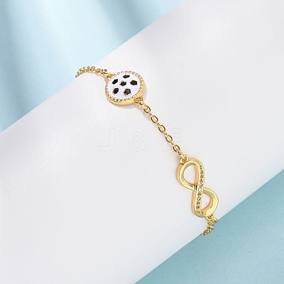 Sports Brass Micro Pave Cubic Zirconia Infinity Link Bracelets BJEW-D386-01E-G-1