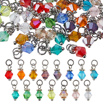 90Pcs 15 Colors Transparent Electroplate Glass Pendants PALLOY-FH00173-1