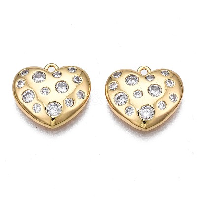 Brass Micro Pave Clear Cubic Zirconia Charms KK-N232-260-1