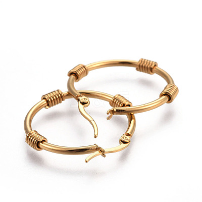 Ion Plating(IP) 304 Stainless Steel Hoop Earrings EJEW-L215-05G-1