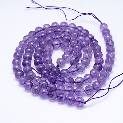 Natural Amethyst Round Bead Strands X-G-M212-6mm-01A-1