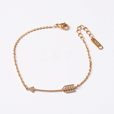 Arrow 304 Stainless Steel Link Bracelets BJEW-M182-55G-1