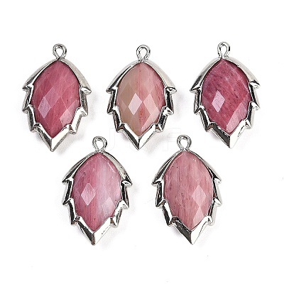 Natural & Synthetic Mixed Gemstone Faceted Leaf Pendants G-I375-04P-1