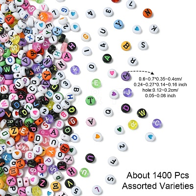1400Pcs 7 Styles Opaque & Transparent Acrylic Beads MACR-YW0003-34-1