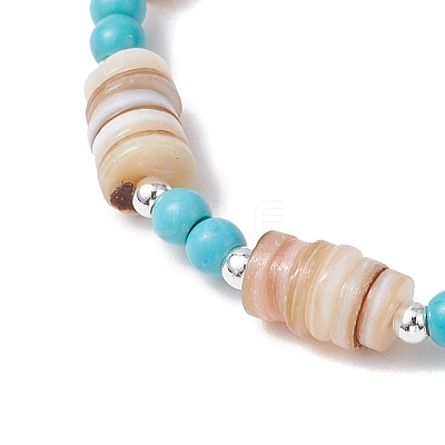3Pcs Natural Freshwater Shell Beaded Stretch Bracelets BJEW-JB11804-1