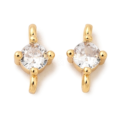 Brass Pave Clear Cubic Zirconia Connector Charms KK-P340-07B-G-1