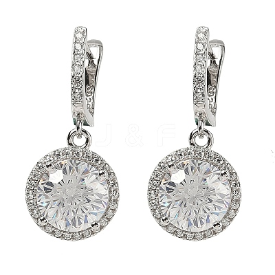 925 Sterling Silver Micro Pave Cubic Zirconia Hoop Earrings EJEW-B147-01B-01-1