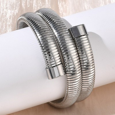 304 Stainless Steel Snake Chain Bangles BJEW-F522-01P-1