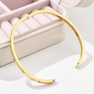 304 Stainless Steel Rhinestone Bangles for Women X-BJEW-Z092-05G-1