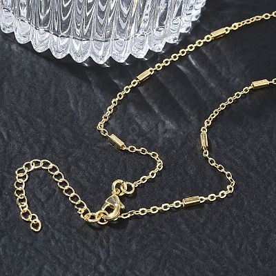 Brass Rectangle Link Chain Necklaces for Women KK-CBA2293-05G-1