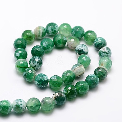 Dyed Natural Fire Crackle Agate Faceted Round Beads Strands G-E320C-12mm-01-1