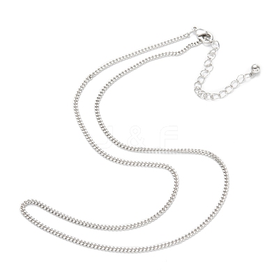 Brass Curb Chain Necklaces NJEW-K123-09P-1
