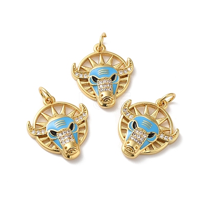 Rack Plating Brass Micro Pave Cubic Zirconia Pendants KK-D074-16G-1
