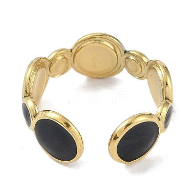 Ion Plating(IP) 304 Stainless Steel Enamel Cuff Finger Rings RJEW-L107-038G-02-1