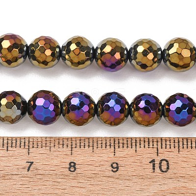 Electroplated Natural Agate Beads Strands G-B191-A07-8mm-04-1