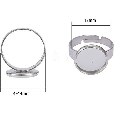 Adjustable 304 Stainless Steel Finger Rings Components STAS-UN0001-10-1