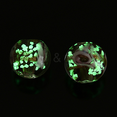 Luminous Handmade Gold Sand Lampwork Beads LAMP-T021-03M-1