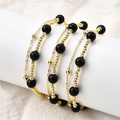 Natural Obsidian Bracelets BJEW-D330-01G-03-1
