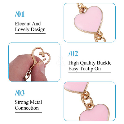 6Pcs 3 Styles Alloy Enamel Heart Link Bag Extender Chains KEYC-TAC00058-1