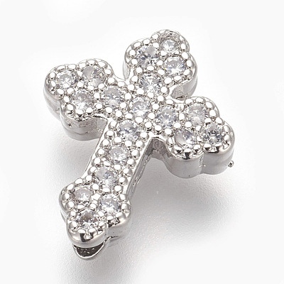 Brass Micro Pave Cubic Zirconia Beads ZIRC-E152-10P-RS-1
