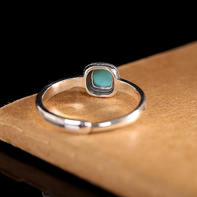 Synthetic Turquoise with 925 Sterling Silver Finger Rings RJEW-C155-03-1