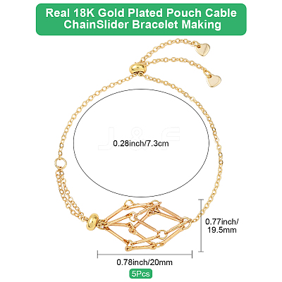 5Pcs Adjustable Braided Brass Macrame Pouch Cable Chain Slider Bracelet Making BJEW-BBC0001-17A-1