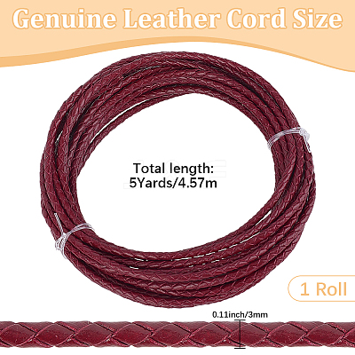5 Yards Braided Leather Cord WL-CL0001-02C-1