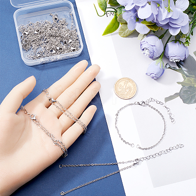 20Pcs 304 Stainless Steel Cable Chain Bracelet Making AJEW-SP0001-01-1