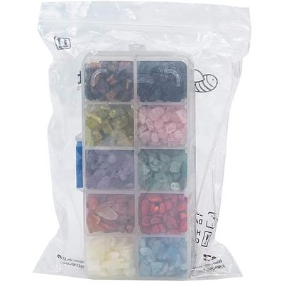 Natural Jade & Aquamarine &  Green Aventurine & White Shell & Red Jasper & Rose Quartz & Tiger Eye & Amethyst & Agate & Obsidian Chips Beads G-PH0033-03-1